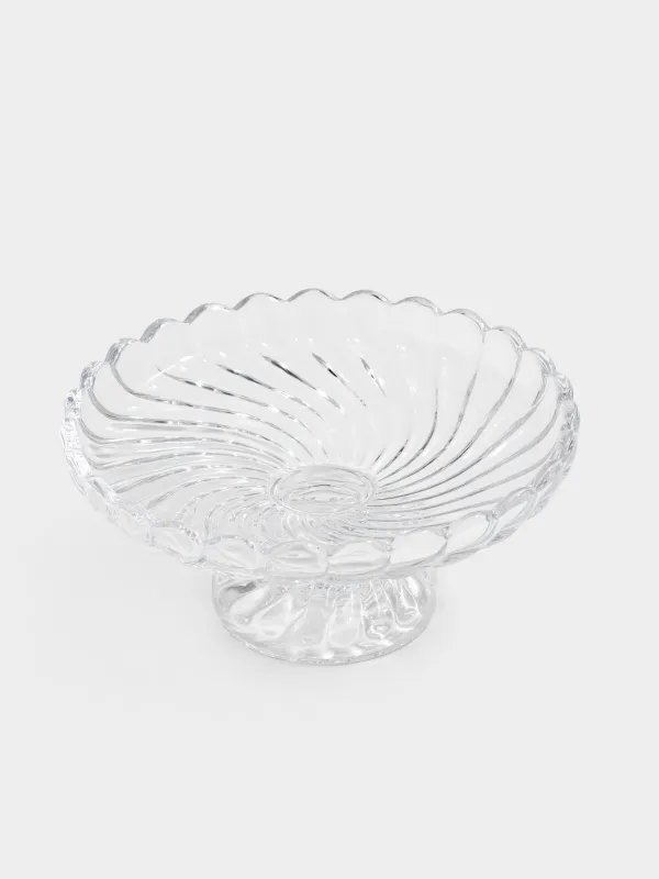 Ыдыс, аяқты, 15х7см, дөңгелек, шыны, Clear pattern, image-1