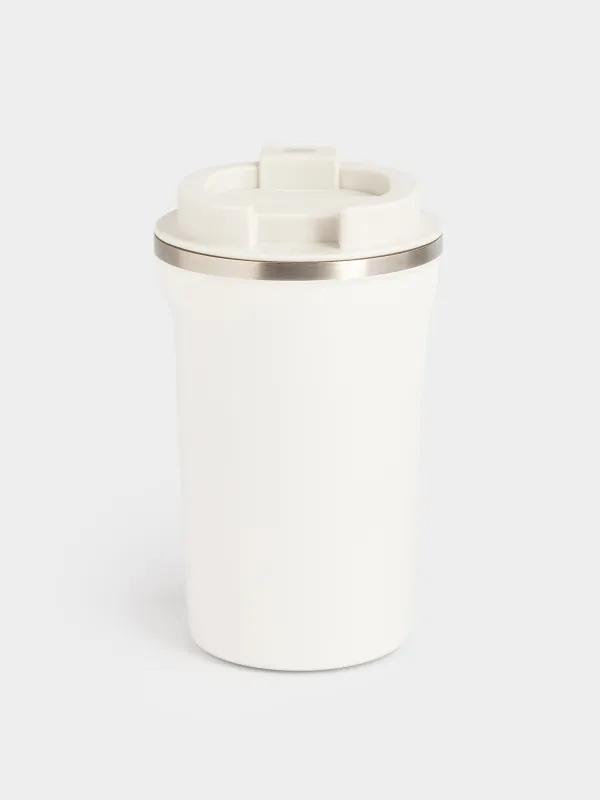 Термокружка, 380 мл, сталь/пластик, белая, Лошадь, Coffee time, image-4