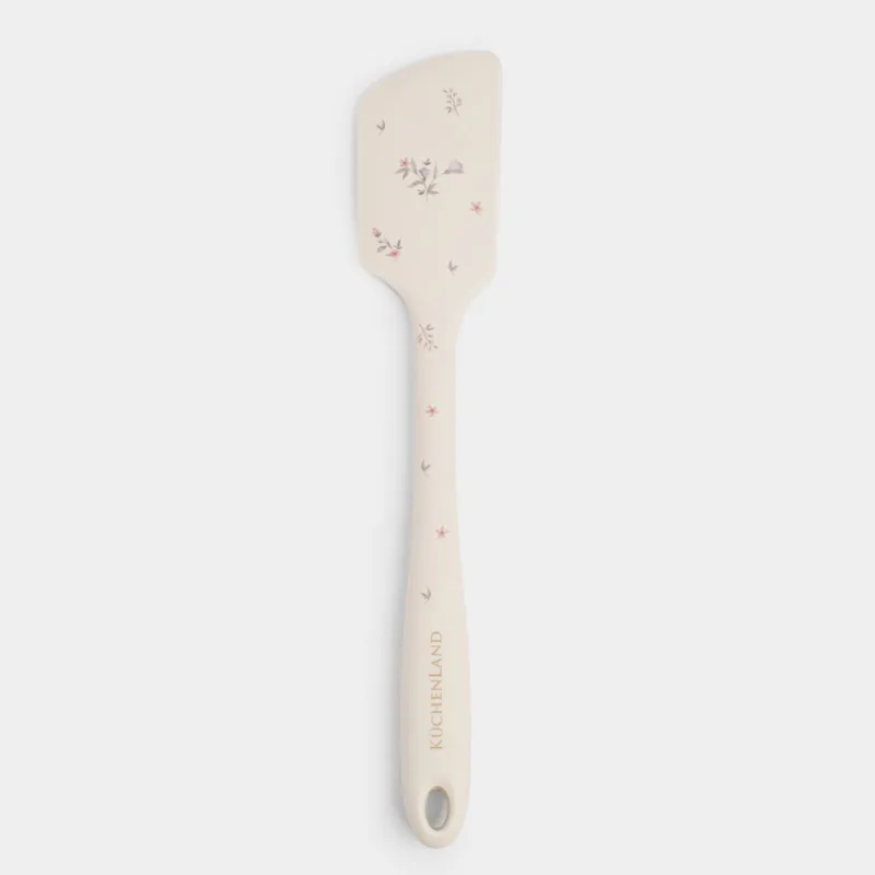 Лопатка-шпатель, 28 см, силикон, молочная, Нежные цветы, El floria