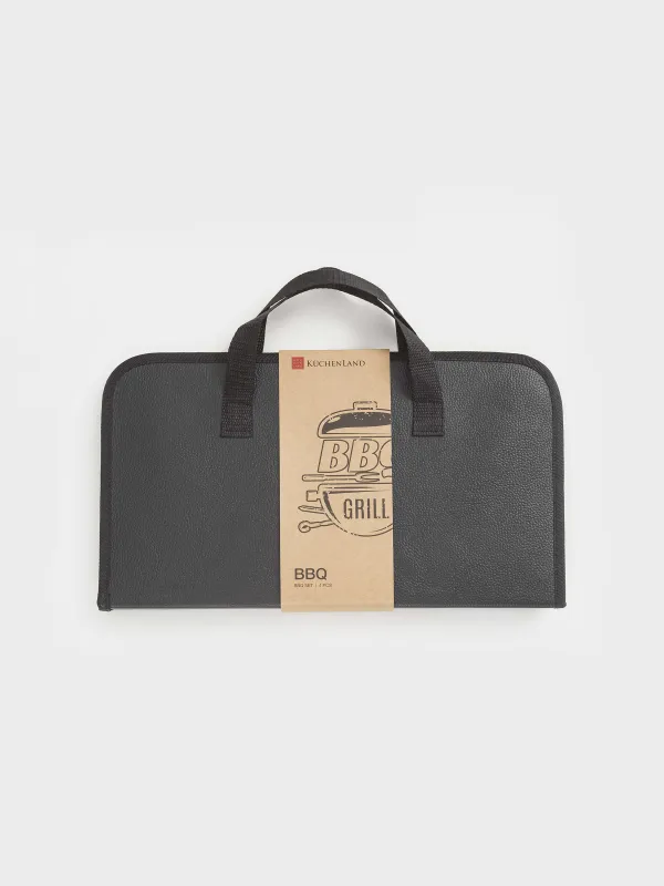 Барбекюге арналған жиынтық, 4 зат, былғары қорапта, болат/ағаш/эко-былғары, BBQ, image-5