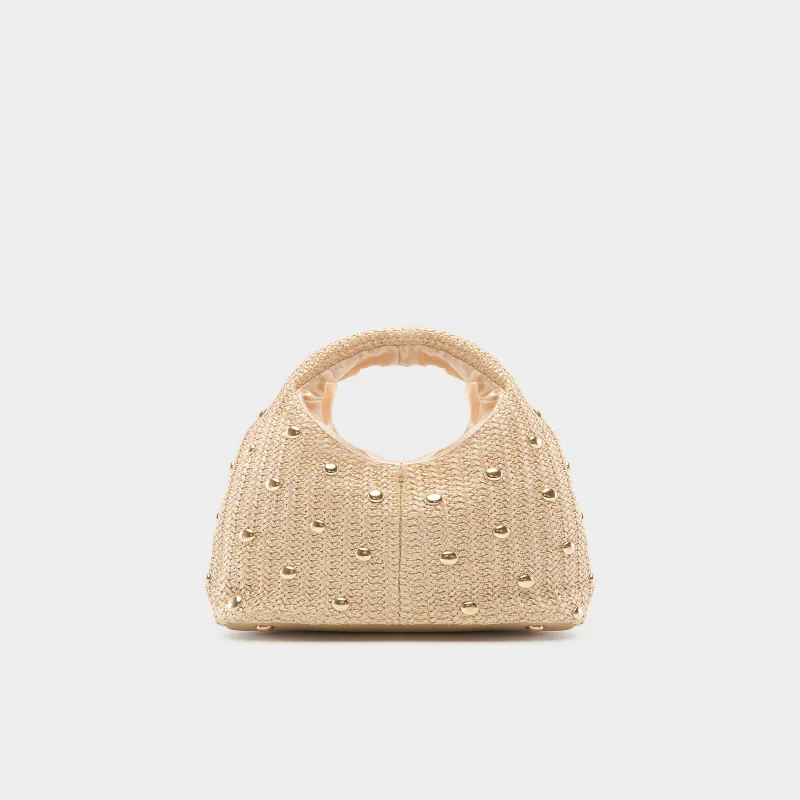 Әйелдер сөмкесі, 22х13 см, өрілген, сабы бар, полиэстер/пластик, сарғылт-қоңыр, Моншақтар, Tramonto, image-1