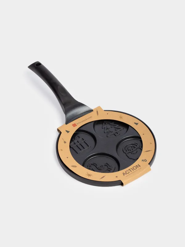 Жұмыртқа мен құймаққа арналған таба, 21 см, 4 бөлім, жабыны бар, алюминий, сүт түстес, Жаңа жылдық атрибуттар, Action, image-7