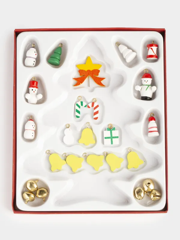 Статуэтка, 18 см, с подвесками, МДФ, зеленая, Ель с игрушками, Christmas style, image-6