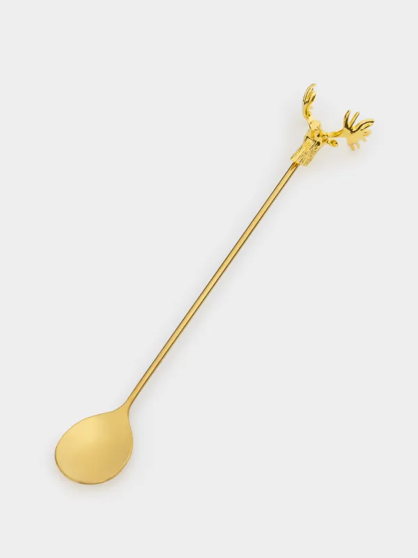Ложка десертная, 20 см, 2 шт, золотистая, сталь, Лось, Moose story, image-3