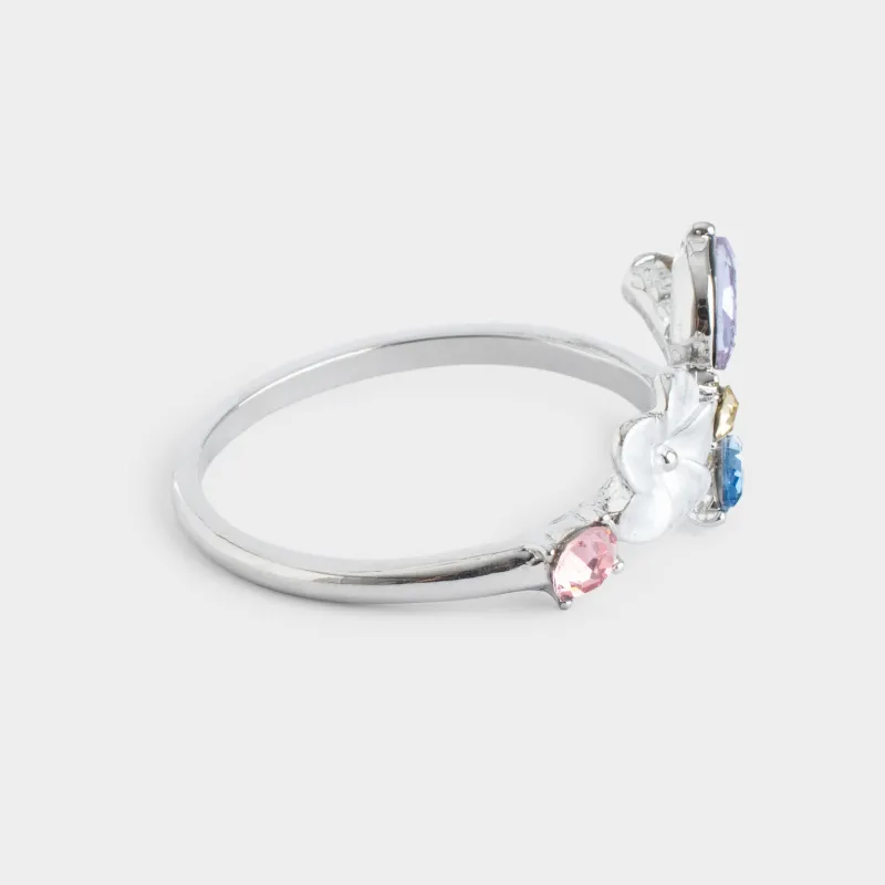 Майлық сақинасы, 4 см, металл, күміс, Гүл мен жапырақтар, Breath spring, image-1