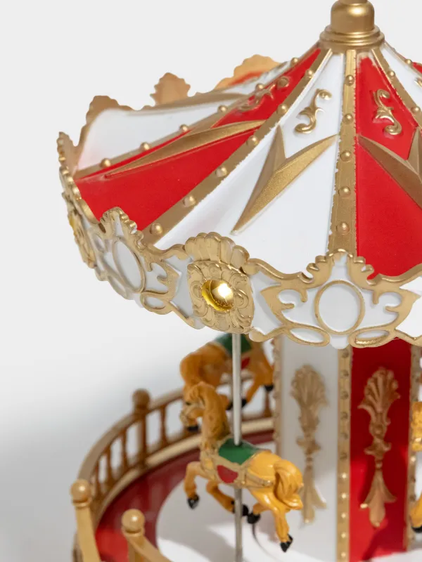 Статуэтка музыкальная, 23 см, с подсветкой, пластик, бело-золотистая, Карусель, Golden style, image-3