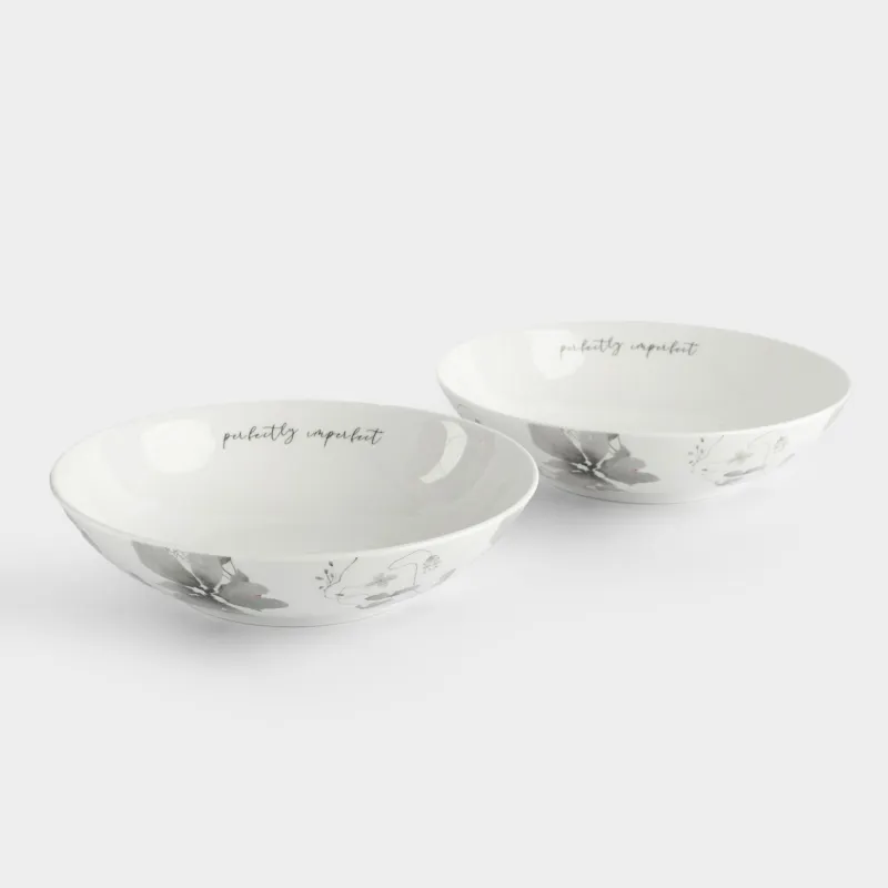 Сорпа тәрелкесі, 20х5 см, 2 дана, фарфор N, Сұр гүлдер, Watercolor