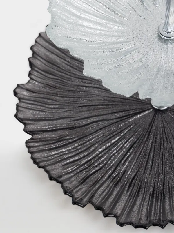 Подставка для пирожных, 21х28/26 см, 2 яруса, стекло Р/металл, серебристая/серая, Verge, image-1