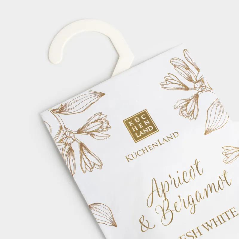 Саше ароматическое, 10х19 см, подвесное, Apricot & Bergamot, Fresh white, image-3