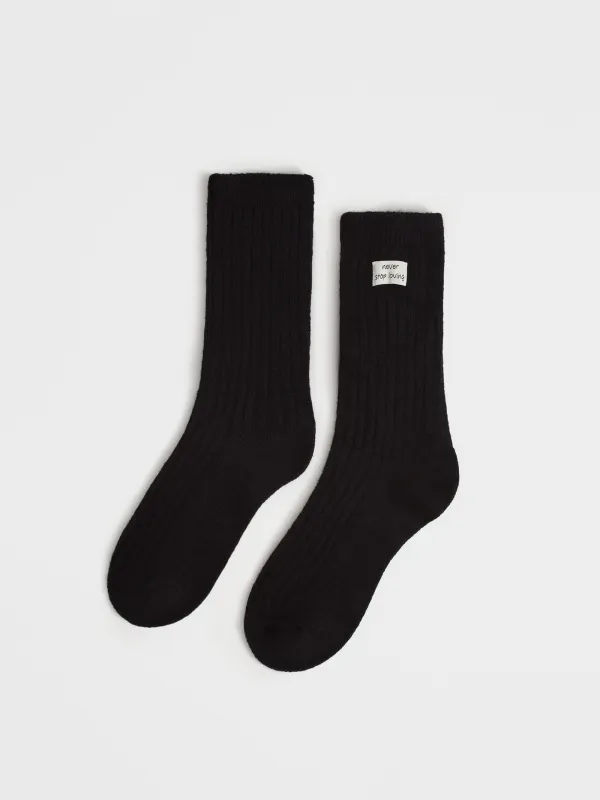 Әйелдер шұлықтары, өлшемі 36-38, қырлы, акрил/полиэстер, қара, Дизайн, Acrylic warm, image-0