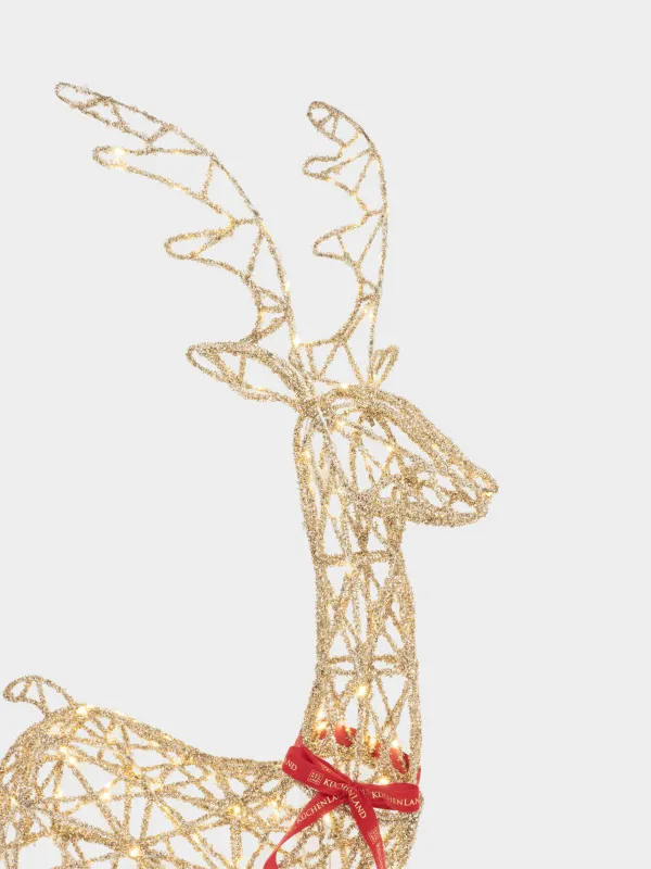 Мүсінше, жарықтандырылған, 50х125 см, металл, алтын, Бұғы, Deer sparks, image-2