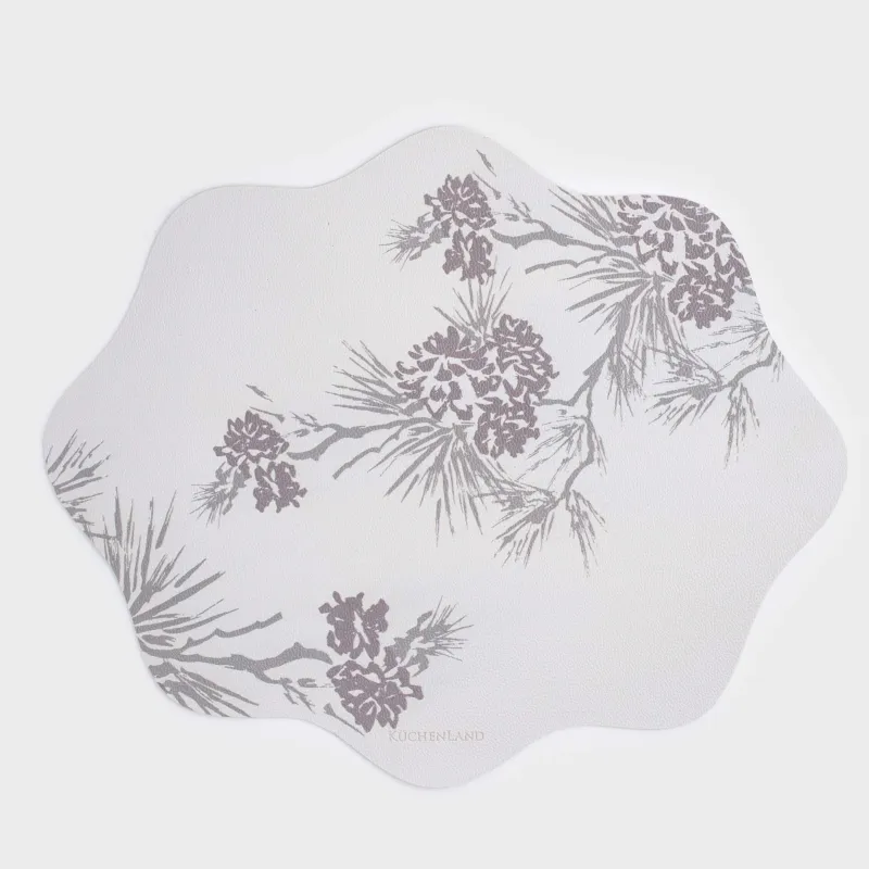 Аспаптарға арналған майлық, 37х45 см, ПВХ, бұйра, ақ, Бұтақтардағы шырша бүршіктері, Rock print