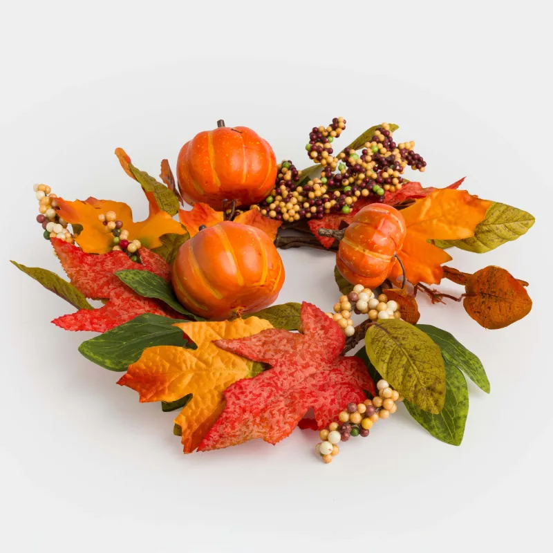 Сәндік гүл шоғы, 40 см, пенопласт/полиэстер, Асқабақ және күзгі жапырақтар, Forest symphony decor, image-1