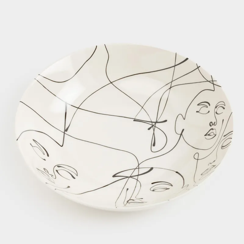 Сорпа тәрелкесі, 20х5 см, 2 дана, фарфор N, сүт түстес, Абстрактті беттер, Face, image-3