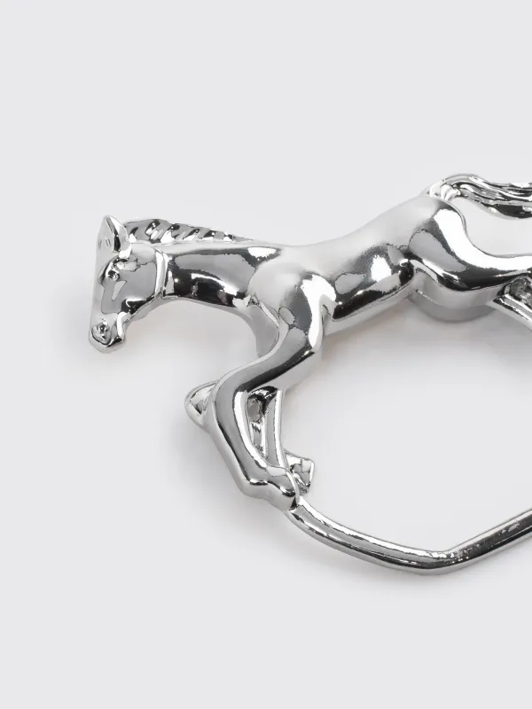 Майлық сақинасы, 7 см, металл, күміс, Жылқы, Horse silver, image-1