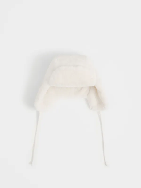 Балалар құлақшын-бас киімі, 52-54 см, жасанды үлбір, сүт түстес, Furry, image-3