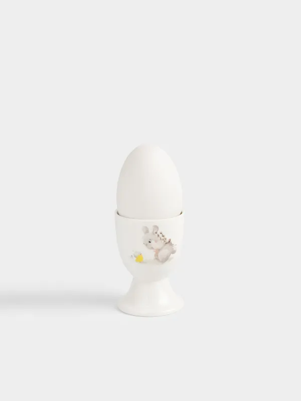 Подставка для яйца, детская, 7 см, фарфор N, белая, Кролик с цыпленком, Easter kids, image-3