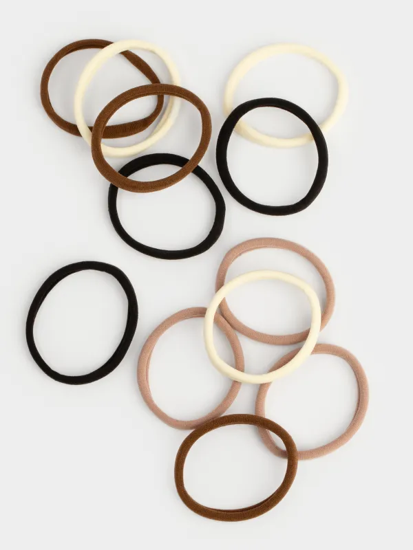 Шаш резеңкесі, 6 см, 12 дана, полиэстер, ақ/қара/қоңыр/сарғылт-қоңыр, Hair basic, image-2