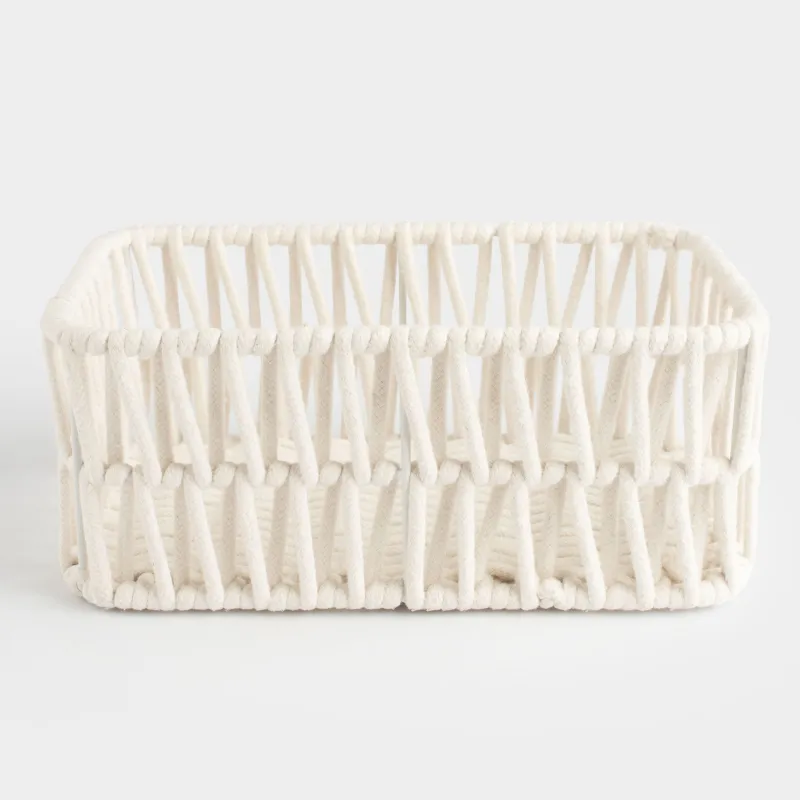 Сақтауға арналған себет, 34х24х14 см, мақта/металл, тікбұрышты, сүт түстес, тоқыма, Cosy