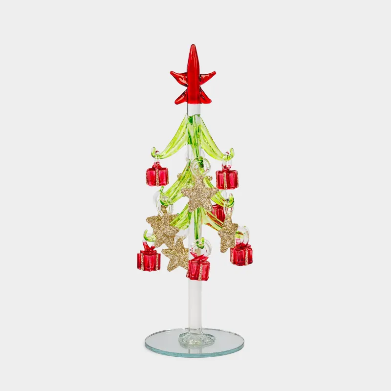 Статуэтка, 20 см, с подвесками, стекло, Ель с игрушками, Christmas vitreous