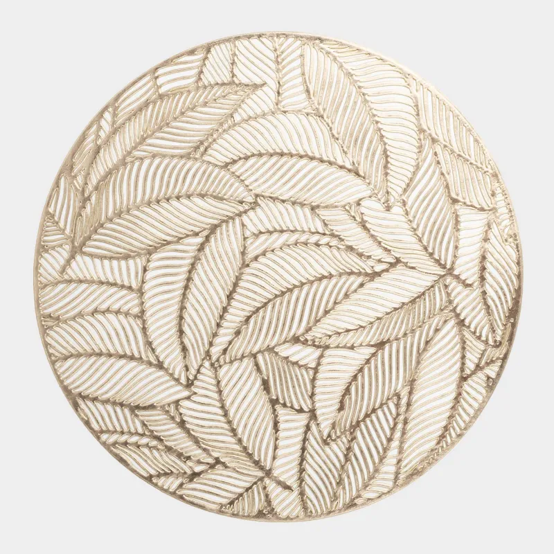 Аспаптарға арналған майлық 38 см, ПВХ, дөңгелек, алтын, Жапырақтар, Azhur Grid