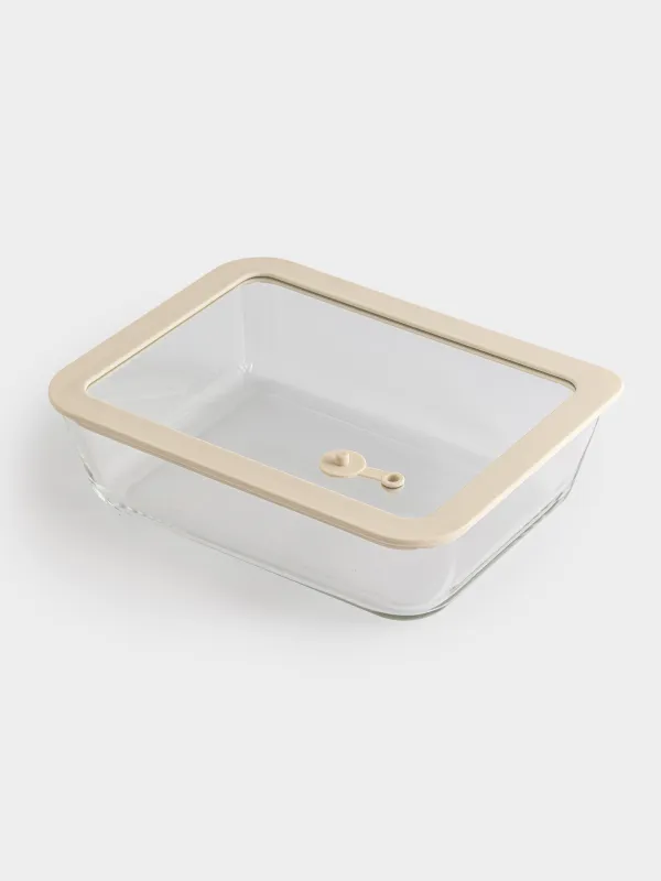 Контейнер, 1,4 л, с клапаном, стекло Т/силикон, прямоугольный, бежевый, Verre, image-3