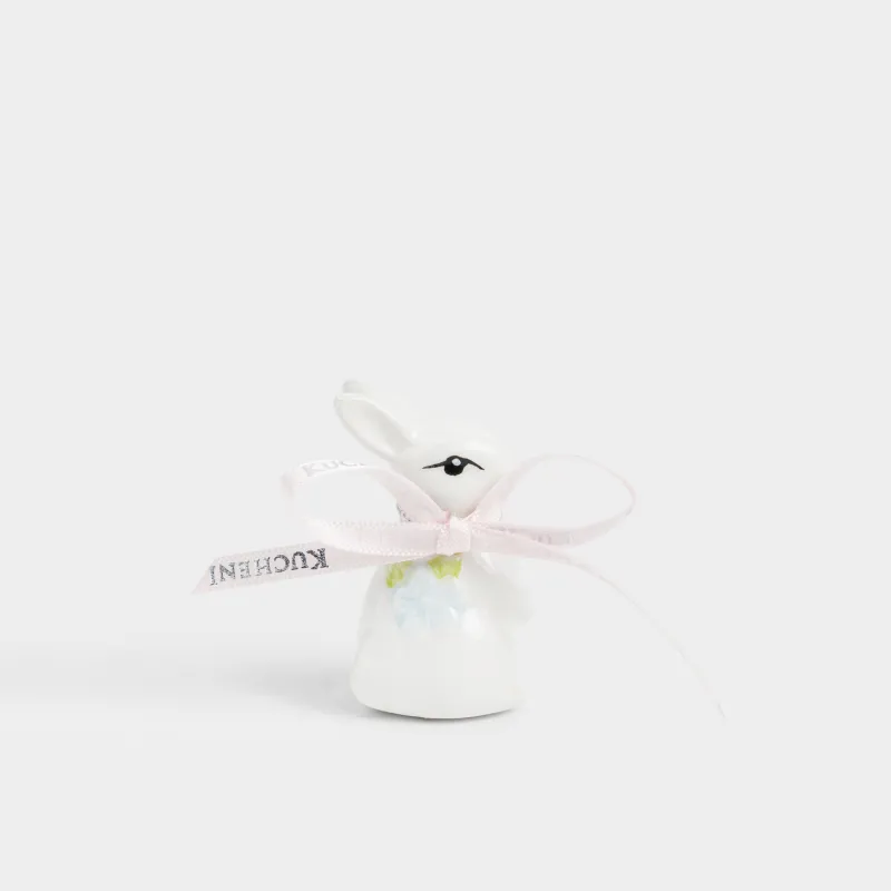 Статуэтка, 5 см, керамика D, молочная, Кролик с цветами, Rabbit bloome