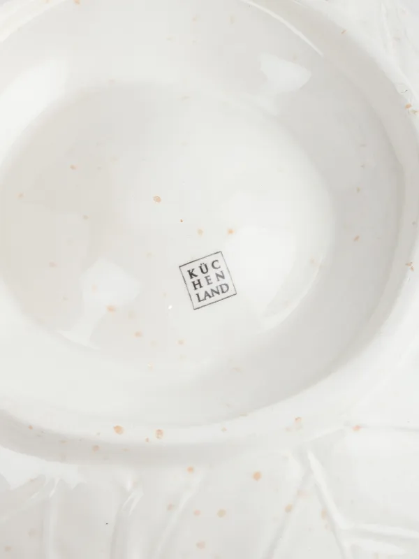 Ыдыс, 24х7 см, тұздыққа арналған ыдысы бар, керамика, сүт түстес, дақты, Жапырақтағы кірпі, Slight frost, image-4