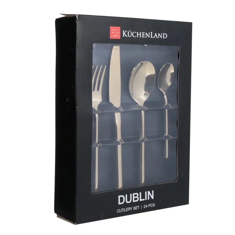 Ас құралдары, 6 тұлға, 24 зат, болат, алтын, Dublin, image-1