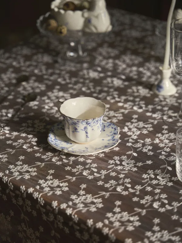 Скатерть, 160х160 см, с кружевом, Ажурные цветы, Lace flowers, image-8