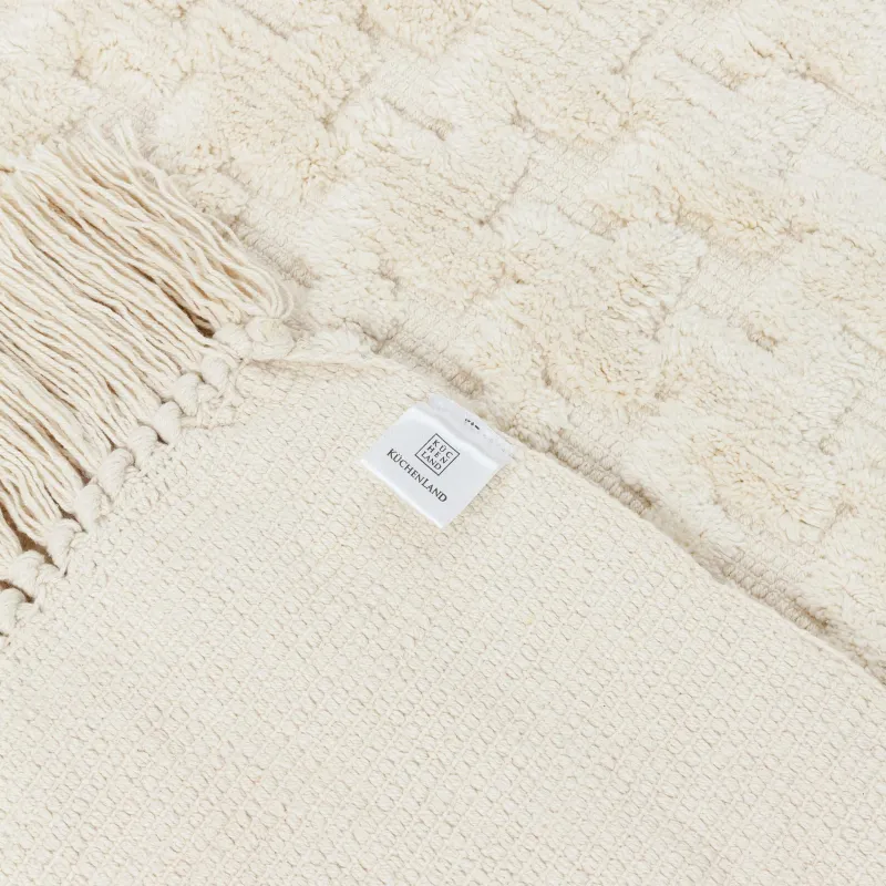 Коврик, 80х150 см, с бахромой, хлопок, песочный, Textured, image-3