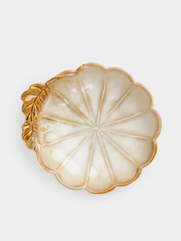 Терең ыдыс, 23х6 см, керамика, сүтті-қоңыр, Жапырақтары бар асқабақ, Pumpkin velir, image-2