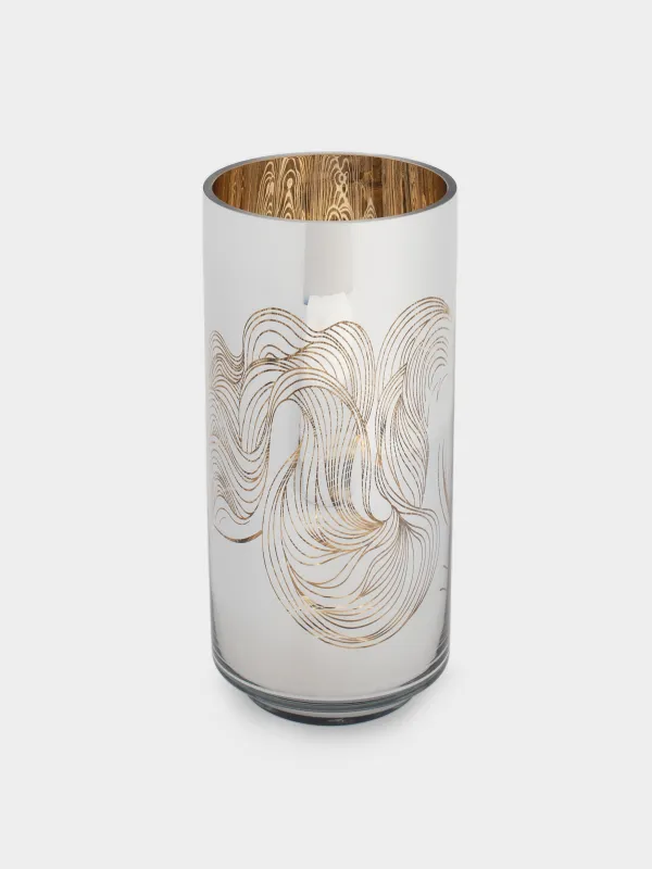 Подсвечник, 9x20 см, для чайной свечи, стекло, золотистый, Лошади, Horse gold, image-3