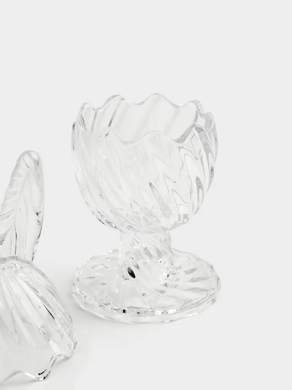 Кәмпит ыдысы, 8х22 см, 170 мл, аяқты, қақпағы бар, шыны Р, Қоянның құлағы, Camellia, image-2