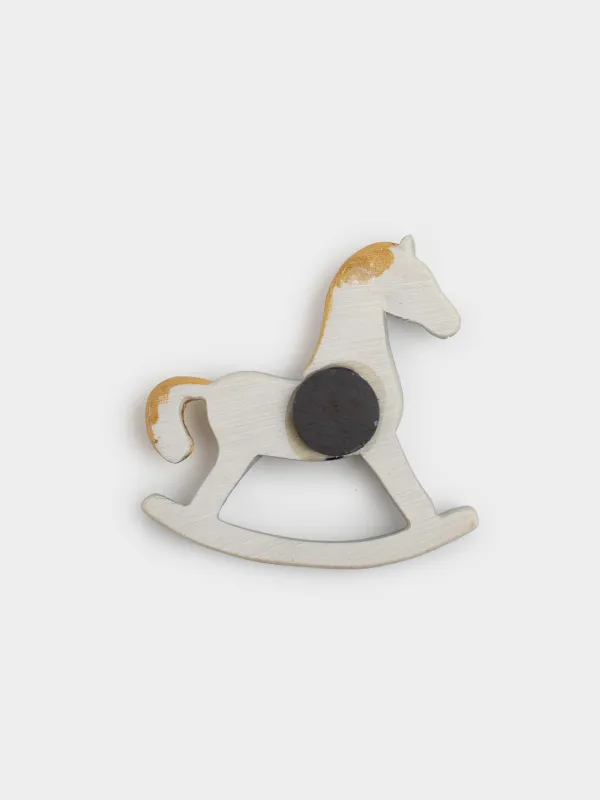 Магнит, 8 см, полирезин, күміс, Тербелетін ат, Horse silver, image-3