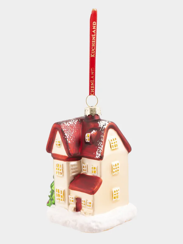 Шырша ойыншығы, 7х10 см, шыны, жылтырақтары бар, қоңыр және қызыл, Үй, Figure christmas, image-1