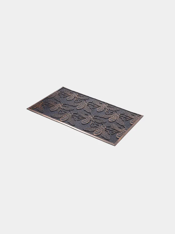 Есік алды кілемшесі, 45х75 см, резеңке, қола түсті-қара, Аралар, Honey, image-1