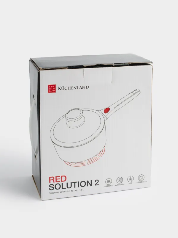 Ковш, 16 см, 1,5 л, с крышкой, съемная ручка, с покрытием, алюминий, Solution Red 2, image-10