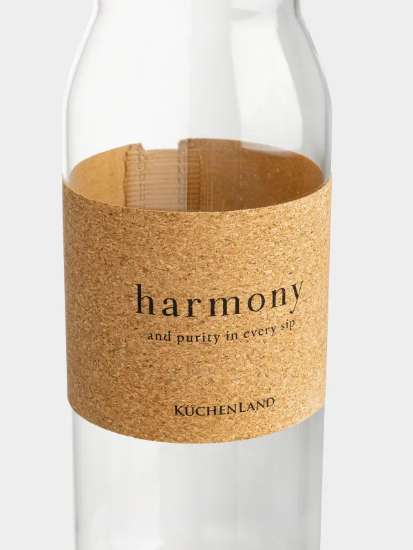 Бутылка для напитков, 1,25 л, с зарфом, стекло Б/пробка, Clear font, image-1