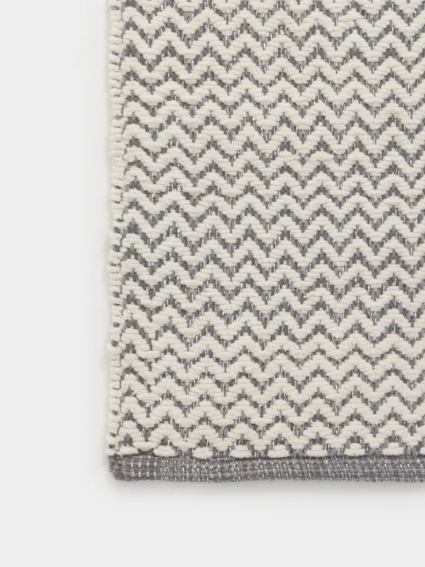 Кілем, 50х80 см, мақта, АҚ және сұр, лурекс Зигзагтары, Shiny threads, image-1