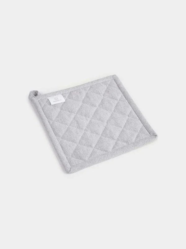 Прихватка, 20x20 см, хлопок, квадратная, светло-серая, Полосы, Stripe kitchen, image-3