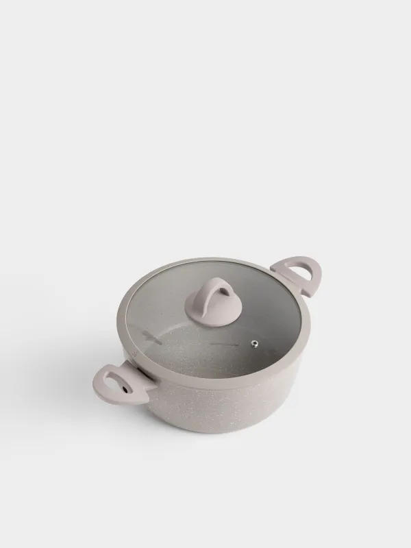 Кастрюля, 24 см, 3,9 л, с крышкой, с покрытием, алюминий, серая, Ginelli, image-1