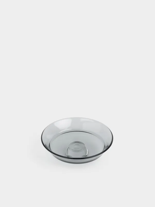 Блюдо на ножке, 20х7 см, стекло, серое, Clear grey, image-2