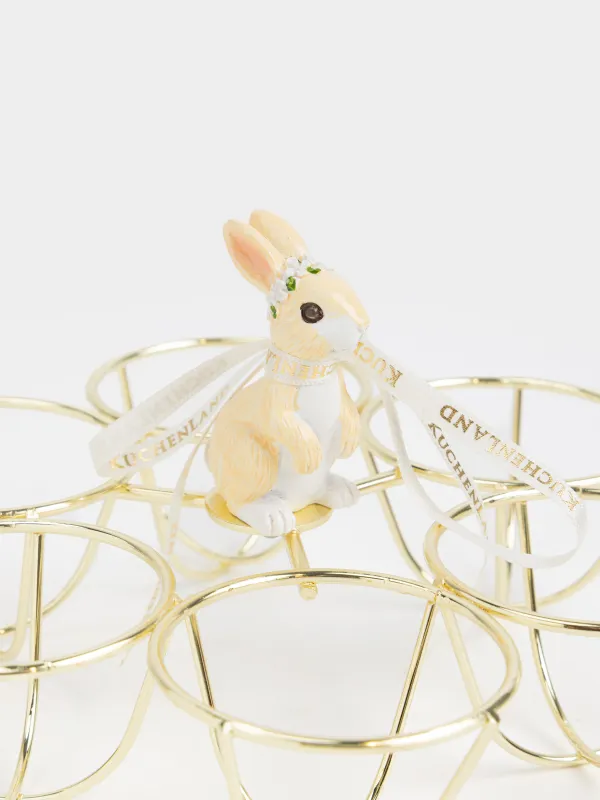 Подставка для яиц, 17х9 см, 6 отд, металл/полирезин, золотистая, Кролик, Twist gold, image-2