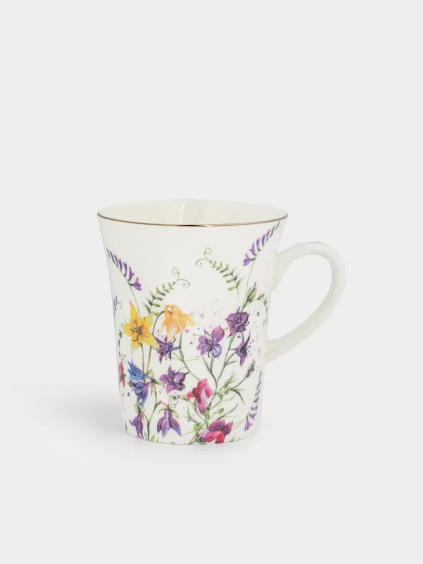 Саптыаяқ, 350 мл, фарфор F, ақ, күміс жиектері бар, Дала гүлдері, Meadow, image-0