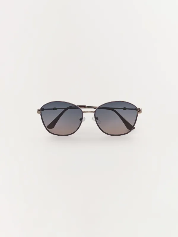 Күннен қорғайтын көзілдірік, қорабы бар, металл/пластик, дөңгелек, күлгін, Round, image-0