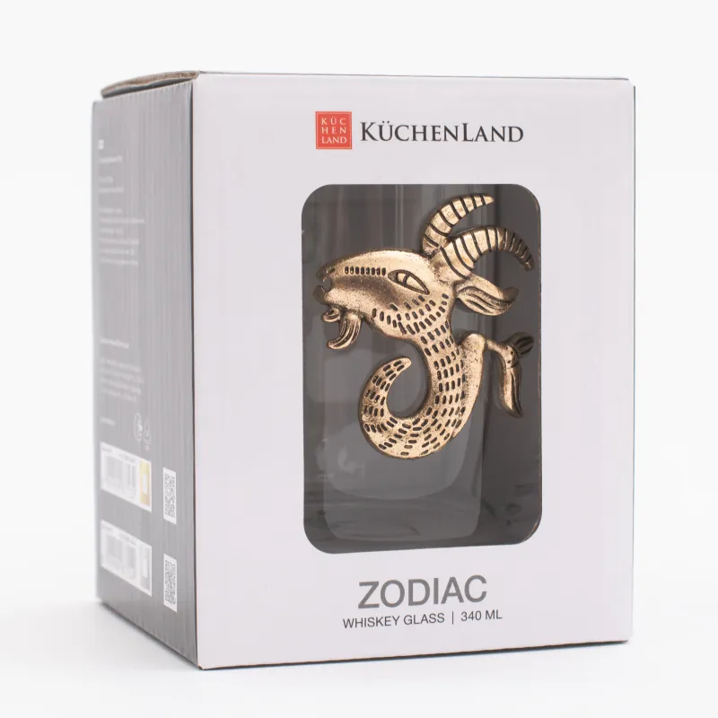 Виски стақаны, 10 см, 340 мл, шыны/металл, алтын, Тауешкі, Zodiac, image-5