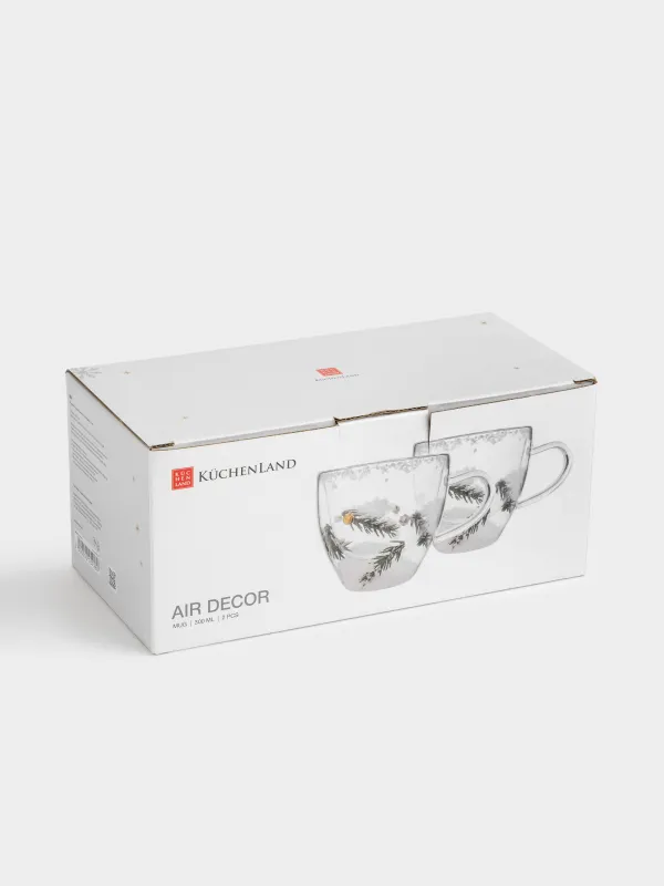 Кружка, 300 мл, 2 шт, стекло Б, с еловыми ветками и колокольчиками внутри, Air decor, image-5