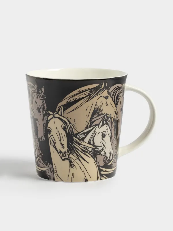 Саптыаяқ, 450 мл, фарфор F, қара, Жылқы, Horse, image-0