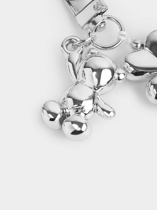 Брелок, 16 см, полиэстер/металл, серебристый, Сердце, Jewelry heart, image-1